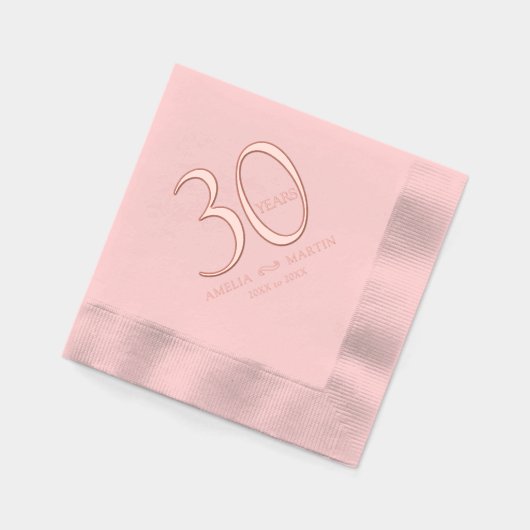 30 jaar 30ste huwelijksverjaardag naam en data folie servetten (Links)