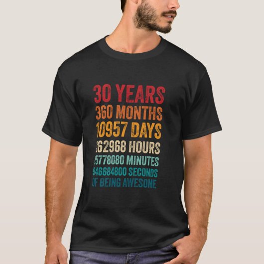 30 jaar 360 maanden Geweldige 30e verjaardag T-shirt (Voorkant)