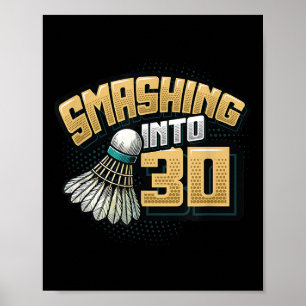 30 jaar badmintonliefhebber 30e verjaardag poster