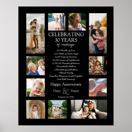 30 jaar bruiloft jubileum fotocollage bewerkbaar poster (Voorkant)