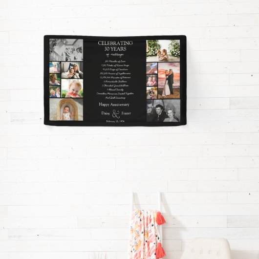 30 jaar bruiloft jubileum fotocollage bewerkbaar spandoek (Insitu)