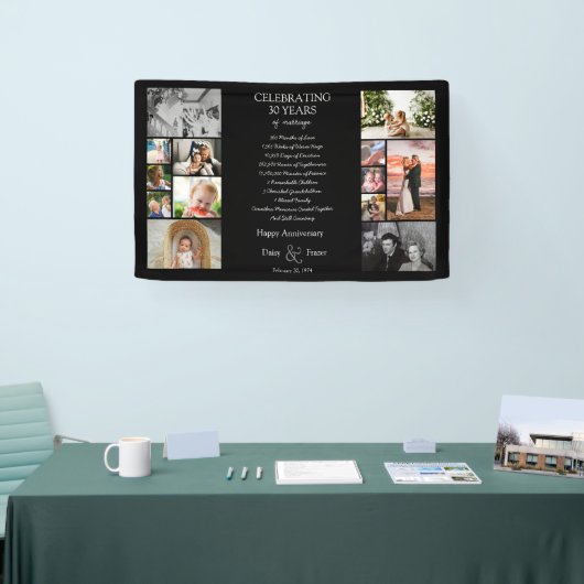 30 jaar bruiloft jubileum fotocollage bewerkbaar spandoek (Beurs)