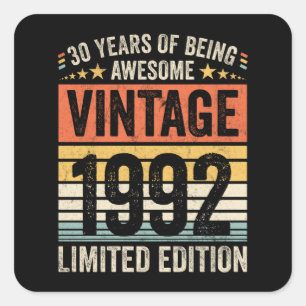 30 jaar Geweldige Vintage 1992 Vierkante Sticker