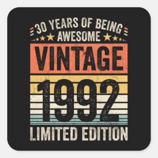 30 jaar Geweldige Vintage 1992 Vierkante Sticker