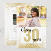 30 jaar gouden glitter foto verjaardag kaart (Voorkant / Achterkant)