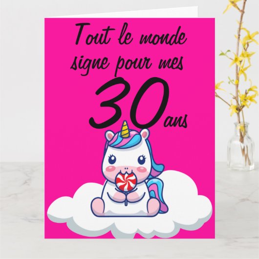 30 jaar grote licorne xxl-verjaardagskaart kaart (Gele Bloem)