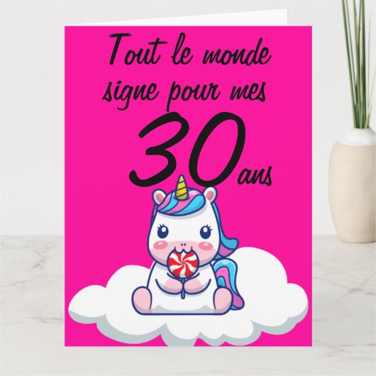 30 jaar grote licorne xxl-verjaardagskaart kaart (Voorkant)