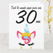 30 jaar grote licorne xxl-verjaardagskaart kaart (Gele Bloem)