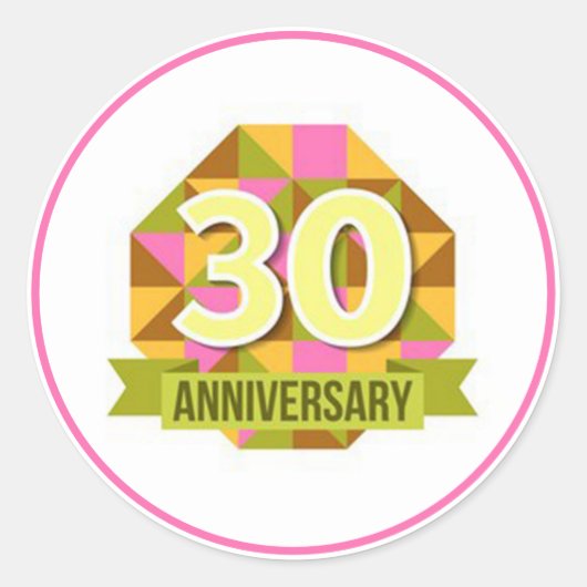 30 jaar Jubileum Ronde Sticker (Voorkant)