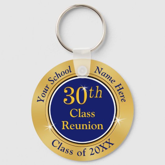 30 jaar marineblauw en goudschool sleutelhanger (Voorkant)