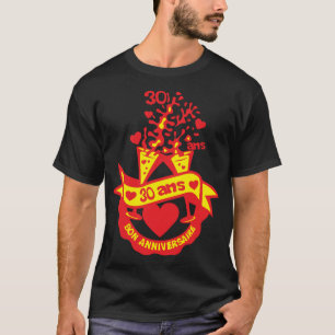 30 jaar met champagne, glas t-shirt