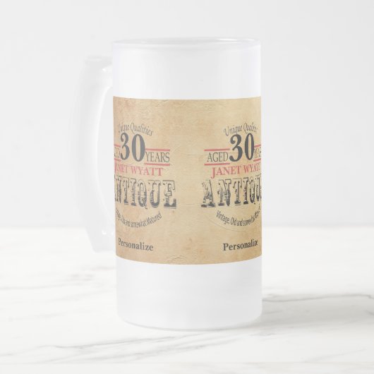 30 jaar oud | 30e verjaardag matglas bierpul (Voorkant links)