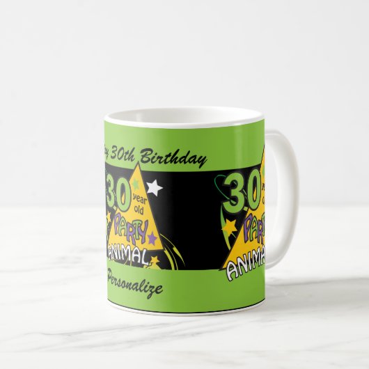 30 jaar oud dier - 30e verjaardag koffiemok (Voorkant rechts)