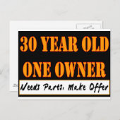 30 jaar oud, een eigenaar - heeft onderdelen nodig briefkaart (Voorkant / Achterkant)