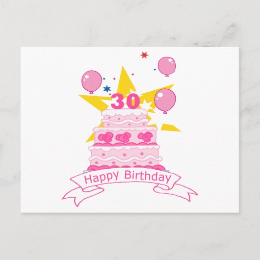 30 jaar oude Birthday Cake Briefkaart (Voorkant)
