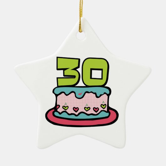 30 jaar oude Birthday Cake Keramisch Ornament (Voorkant)