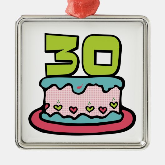 30 jaar oude Birthday Cake Metalen Ornament (Voorkant)