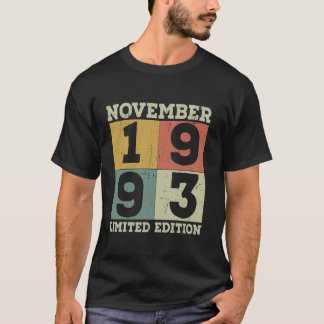 30 jaar oude geschenken Vintage november 1993 30e  T-shirt