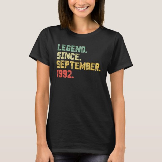 30 jaar oude Gift Legend sinds september 1992 30th T-shirt (Voorkant)