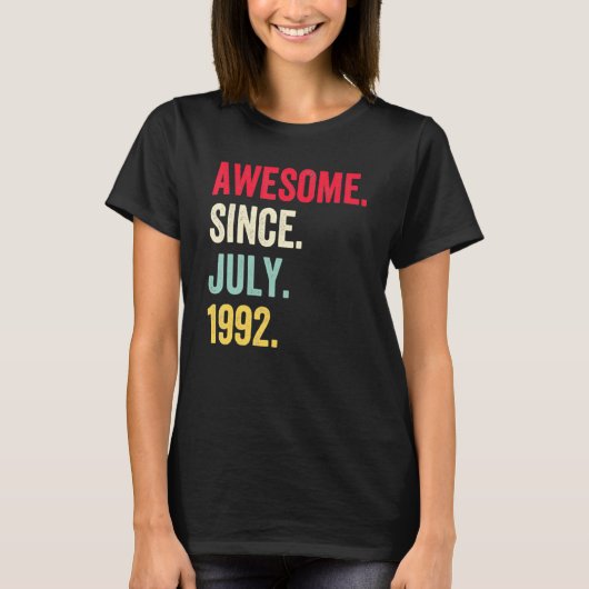30 jaar oude grappigheid Geweldige sinds juli 1992 T-shirt (Voorkant)