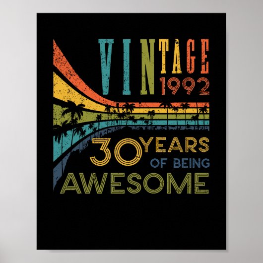 30 jaar oude  verjaardag 1992 30e verjaardag poster (Voorkant)