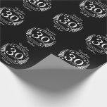 30 jaar Pareldag van de 30e bruiloft Cadeaupapier<br><div class="desc">Een ontwerp om 30 jaar huwelijk te vieren. Dit ontwerp heeft een wit gekleurd laurelontwerp op een zwarte achtergrond. Pearl is het traditionele geschenk voor deze keer. In de tekst staat 30 jaar parel. Een romantisch ontwerp om je 30ste jaar huwelijk te vieren. Als u om het even welke hulp...</div>