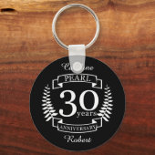 30 jaar Pareldag van de 30e bruiloft Sleutelhanger (Voorkant)