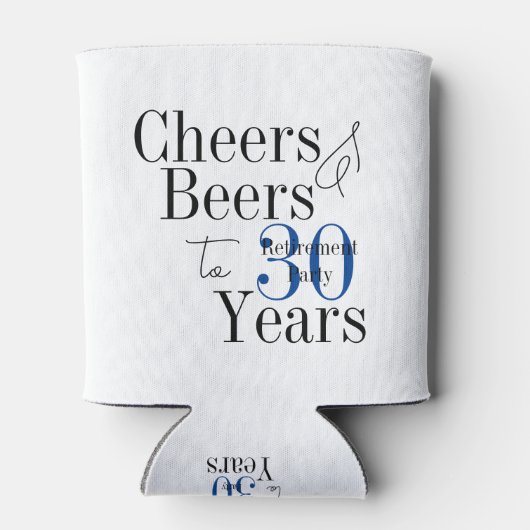 30 jaar pensioen juicht bieren blauwe partij gunst blikjeskoeler (Achterkant)