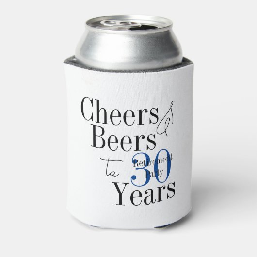 30 jaar pensioen juicht bieren blauwe partij gunst blikjeskoeler (Blikje Achterkant)