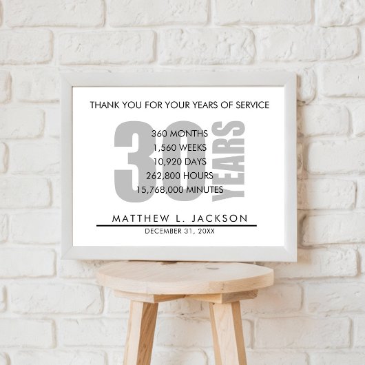 30 jaar pensioen of waardering van de werknemer ca poster