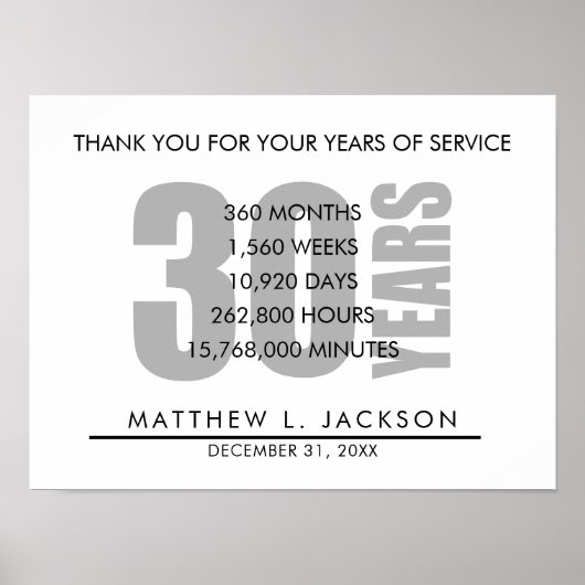 30 jaar pensioen of waardering van de werknemer ca poster (Voorkant)