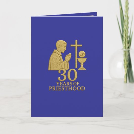 30 jaar Priesterschap Goud Elegant Katholiek Kaart (Voorkant)