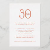 30 jaar roos gouden witte gouden dag folie uitnodiging (Achterkant)