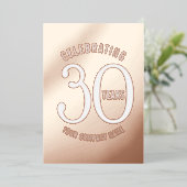 30 jaar roos gouden witte gouden dag folie uitnodiging (Staand Voorkant)