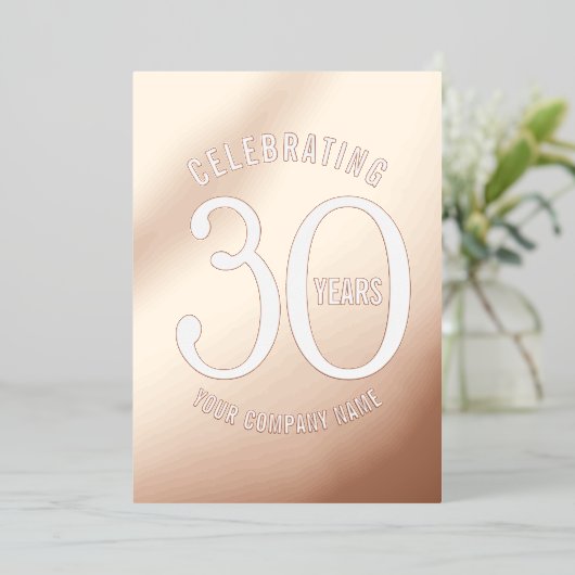 30 jaar roos gouden witte gouden dag folie uitnodiging (Staand Voorkant)