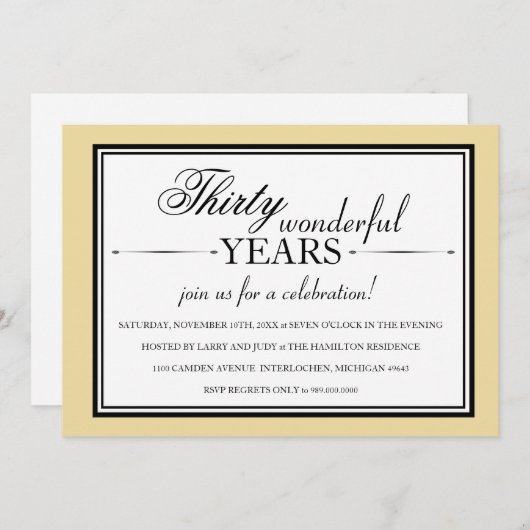 30 jaar Uitnodiging Jubileum partij (Voorkant / Achterkant)