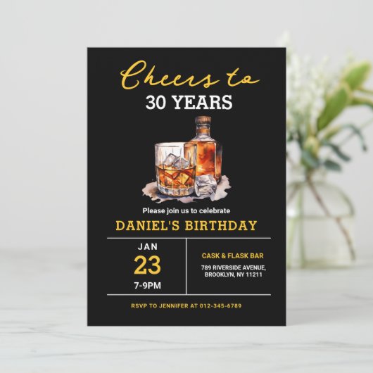 30 jaar Whiskey Bourbon verjaardagsfeest Kaart (Staand voorkant)