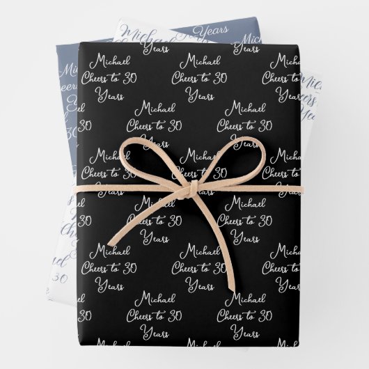 30 jaar zwart-wit 30ste verjaardag inpakpapier vel (In situ)