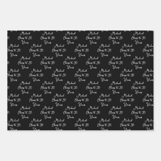 30 jaar zwart-wit 30ste verjaardag inpakpapier vel (Voorkant)
