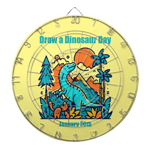 30 jan - Teken een Dinosaurusdag Dartbord (Voorkant)