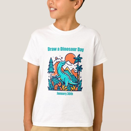 30 jan - Teken een Dinosaurusdag T-shirt (Voorkant)
