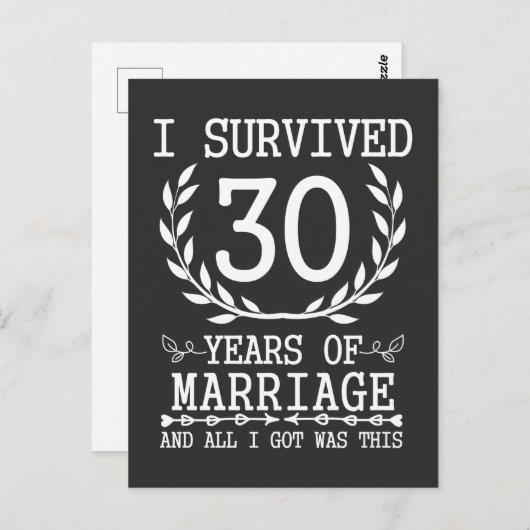 30 Jaren Echtgenoot Echtgenote 30ste Trouwdag Briefkaart (Voorkant / Achterkant)