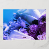 30 jarig jubileum bloemenblauw paarse folie uitnodiging (Achterkant)