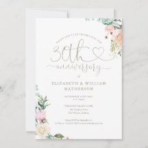 30-jarig jubileum Hart Script Bloem Monogram