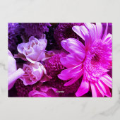 30 jarig jubileum roze paarse bloemen folie uitnodiging (Achterkant)