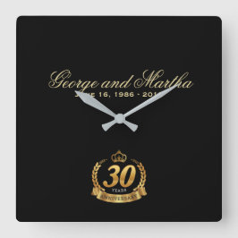 30-jarig jubileum vieren. Aanpasbaar. Vierkante Klok