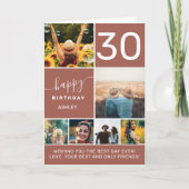 30-jarig terracotta 6 foto-collage grid kaart (Voorkant)