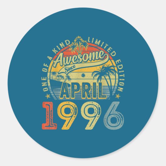 30-jarige geweldige April Ronde Sticker (Voorkant)
