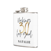 30-jarige gouden verjaardag heupfles (Links)