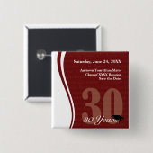 30-jarige reünie vierkante button 5,1 cm (Voorkant /achterkant)